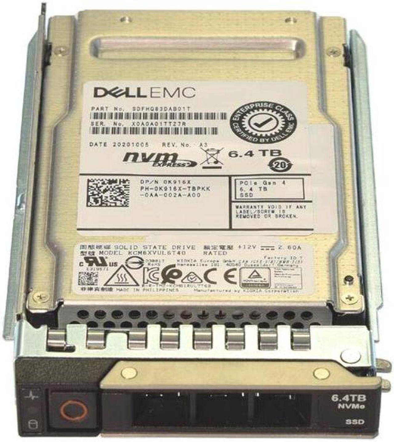 Main image of Dell K916X 6.4TB 2.5-inch Internal Solid State Drive for Select PowerEdge Servers - Mixed Use - PCIe 4.0 - NVMe 1.4 - BiCS FLASH TLC