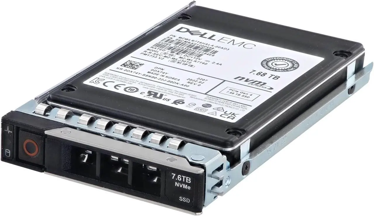 Alt view image 2 of 2 - Dell DX74Y 7.68TB Read Intensive PCIe Gen4 NVMe 2.5in Solid State Drive