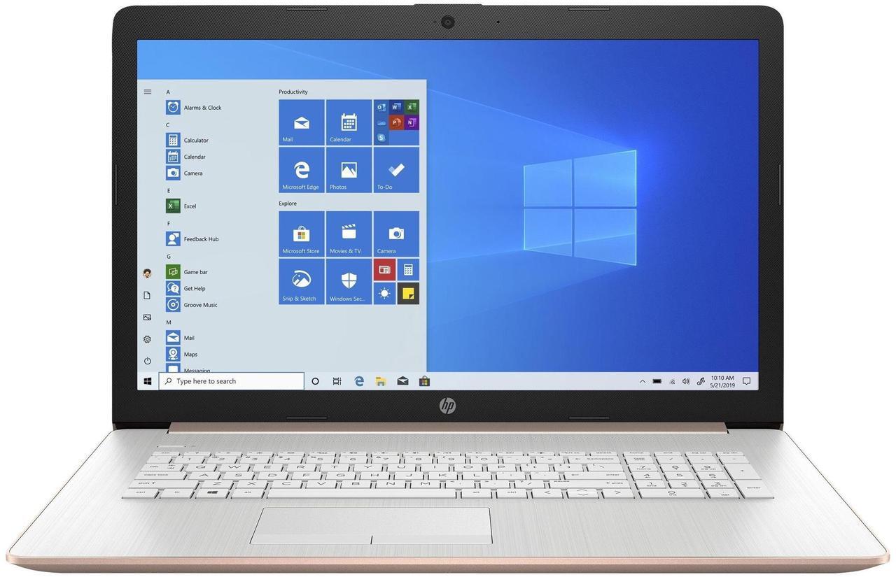 Main image of HP 17-by2018ds 22C73UA 17.3 Inches HD+ Laptop - Pale Rose Gold, Natural Silver - Intel Celeron N4020 1.1 GHz - 8 GB DDR4 - 128 GB NVMe Solid State Drive -DVD-RW - Window 10 Home 64-Bit - LCD