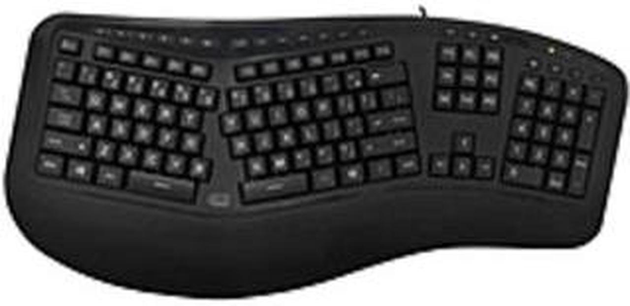 Adesso AKB-150EB EasyTouch 3 RGB colors illuminated Ergonomic USB  keyboard,  with multimedia hot keys, 2X large print keycap