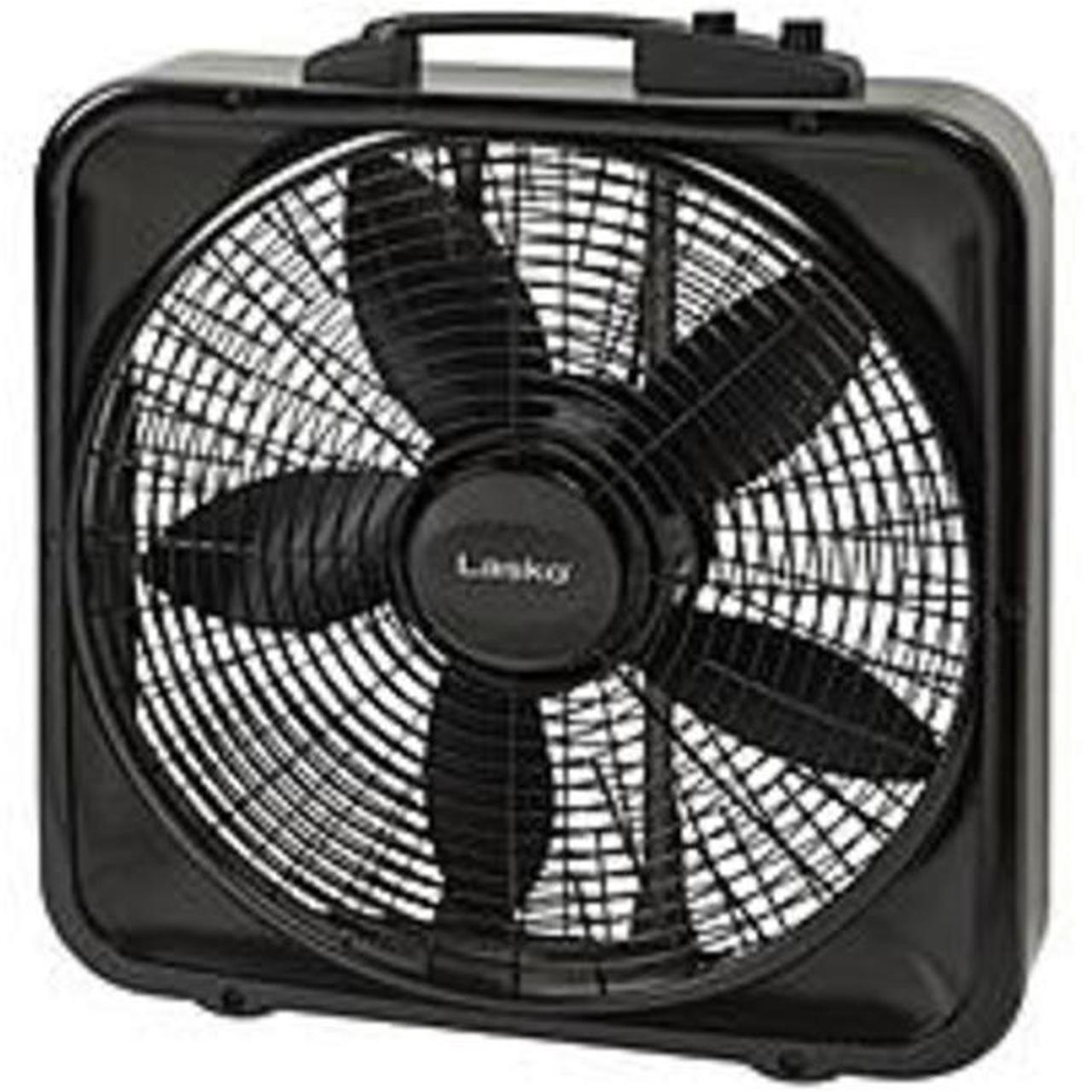 Alt view image 15 of 15 - Lasko 20" Weather-Shield Select Box Fan with Thermostat - 20" Diameter - 3 Speed - Carrying Handle, Thermostat, Anti-slip Feet - 22.5" Height x 4.5" Width - Black