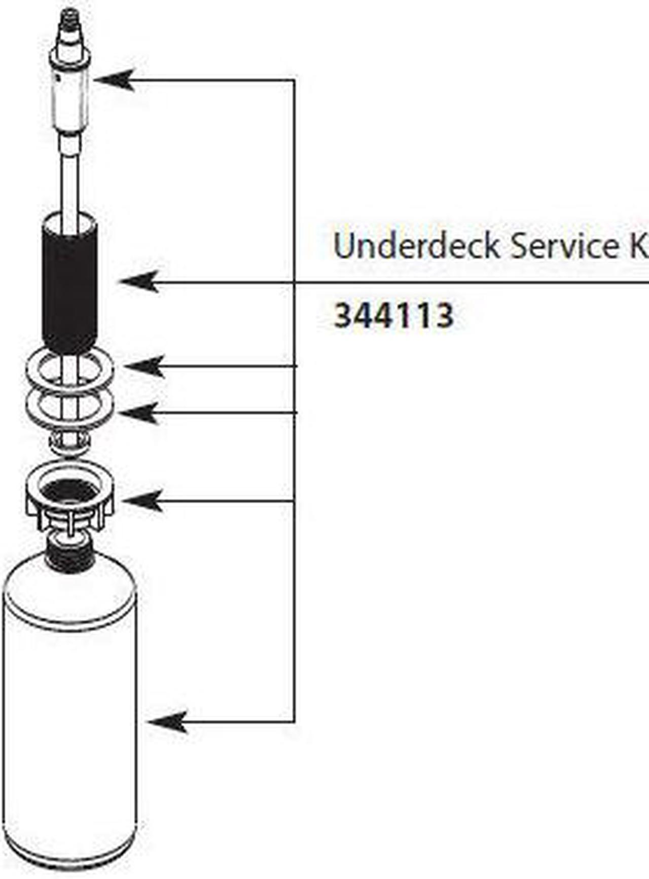 Main image of Moen 344113 Soap/Lotion Dispenser Underdeck Service Kit Less Dispenser Head, Chrome