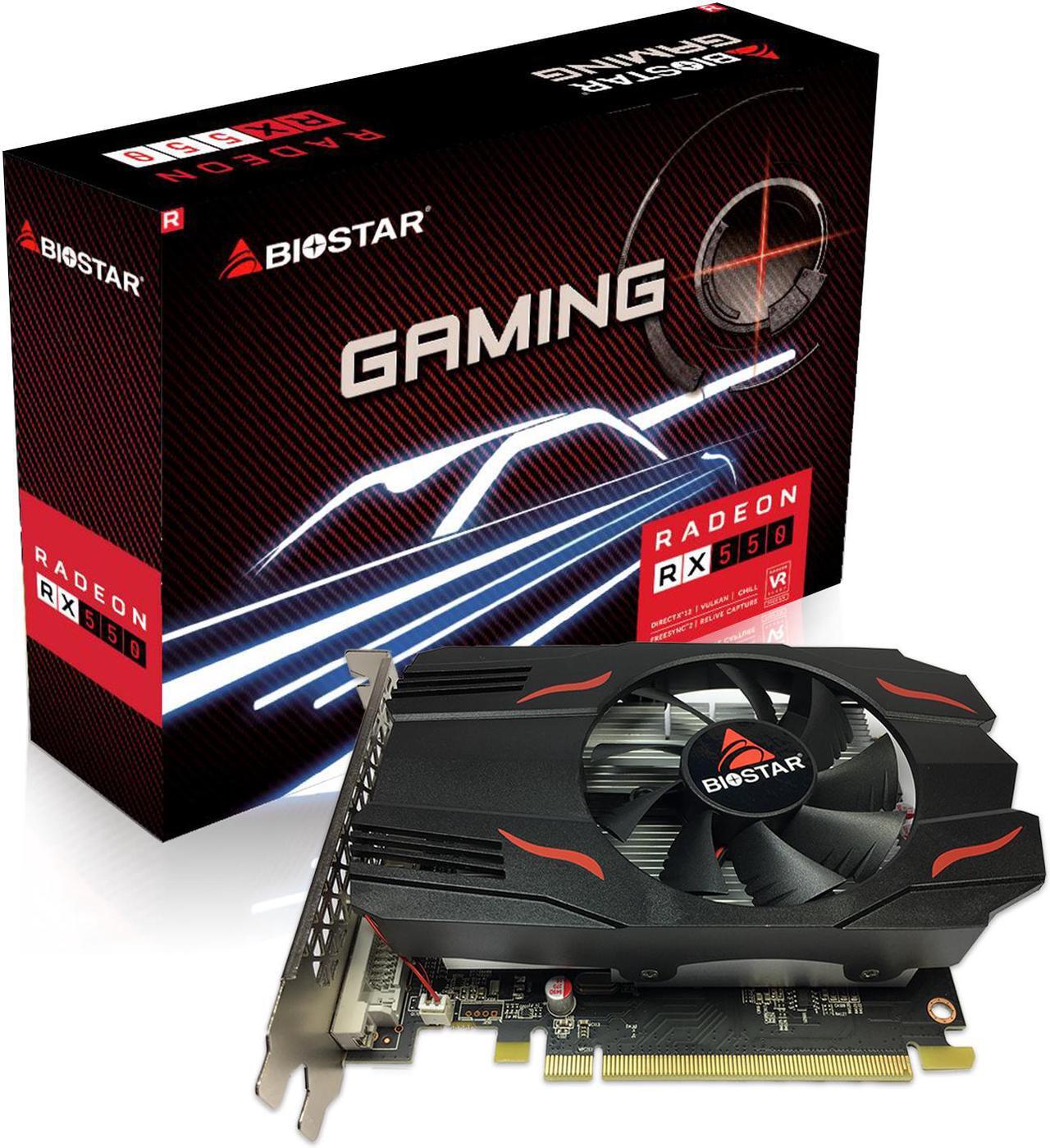 Main image of Biostar Gaming Radeon RX 550 2GB GDDR5 128-Bit DirectX 12 PCI Express 3.0 DVI-D Dual Link, HDMI, DisplayPort
