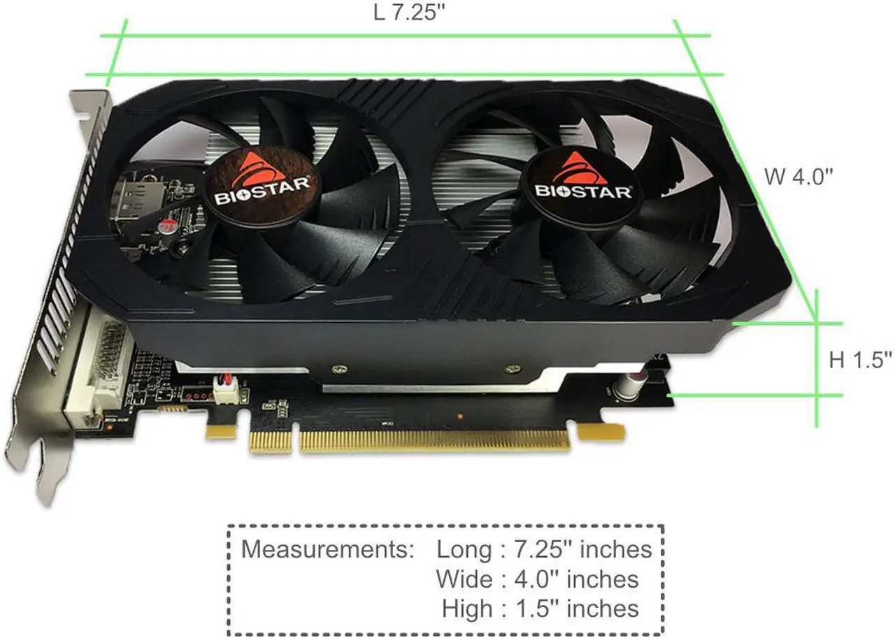 Alt view image 2 of 6 - Biostar Radeon RX 560 4GB GDDR5 128-Bit DirectX 12 PCI Express 3.0 DVI-D Dual Link, HDMI, DisplayPort and Dual Cooling Fan Gaming Edition VA5615RF41-TBVRA-BS2