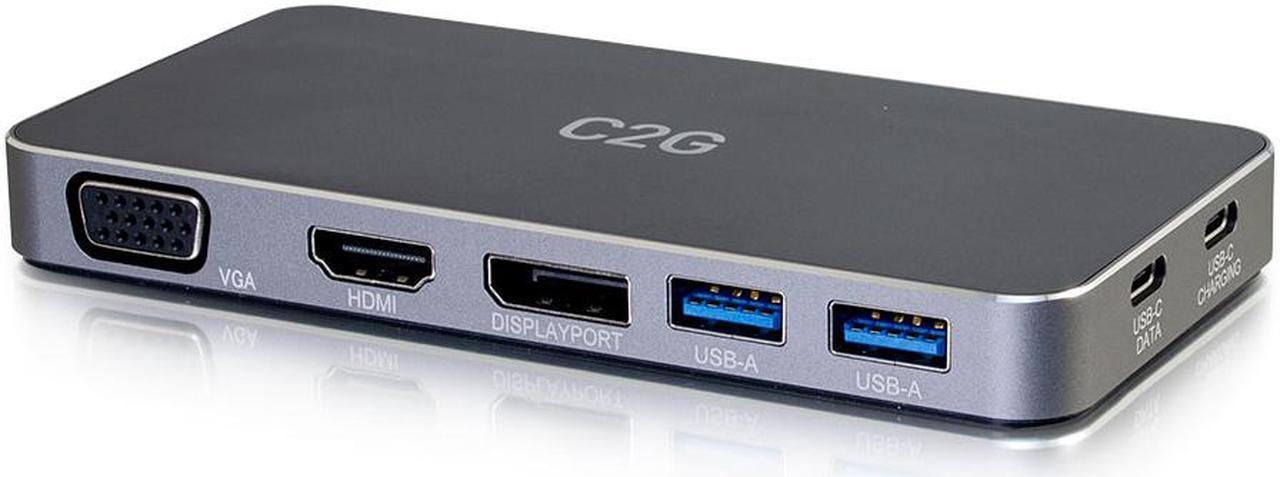 C2G 54439 C2G USB C DUAL DISPLAY DOCK WITH HDMI, DISPLAYPORT, VGA & POWER DELIVERY