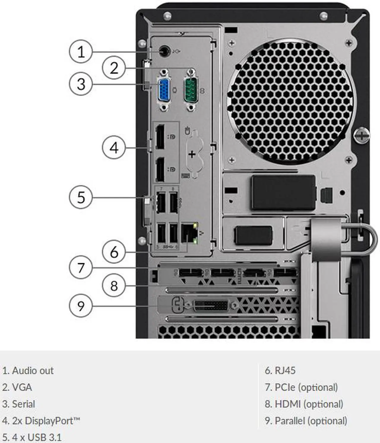 Alt view image 2 of 8 - Lenovo ThinkCentre M920t 10SF0046US Desktop Computer - Core i5 i5-9500F - 8 GB RAM - 256 GB SSD - Tower - Black - Windows 10 Pro 64-bit - AMD Radeon 520 2 GB - DVD-Writer - English Keyboard