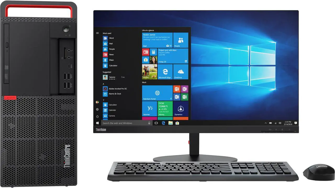 Alt view image 5 of 8 - Lenovo ThinkCentre M920t 10SF0046US Desktop Computer - Core i5 i5-9500F - 8 GB RAM - 256 GB SSD - Tower - Black - Windows 10 Pro 64-bit - AMD Radeon 520 2 GB - DVD-Writer - English Keyboard