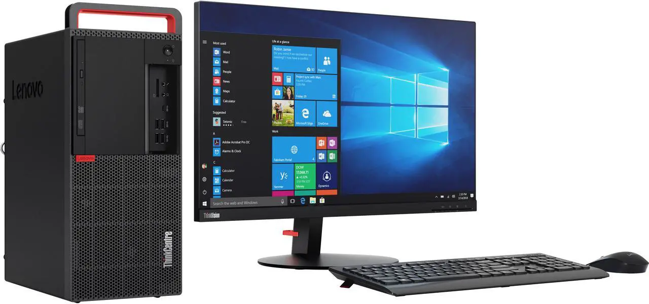Alt view image 3 of 8 - Lenovo ThinkCentre M920t 10SF0046US Desktop Computer - Core i5 i5-9500F - 8 GB RAM - 256 GB SSD - Tower - Black - Windows 10 Pro 64-bit - AMD Radeon 520 2 GB - DVD-Writer - English Keyboard
