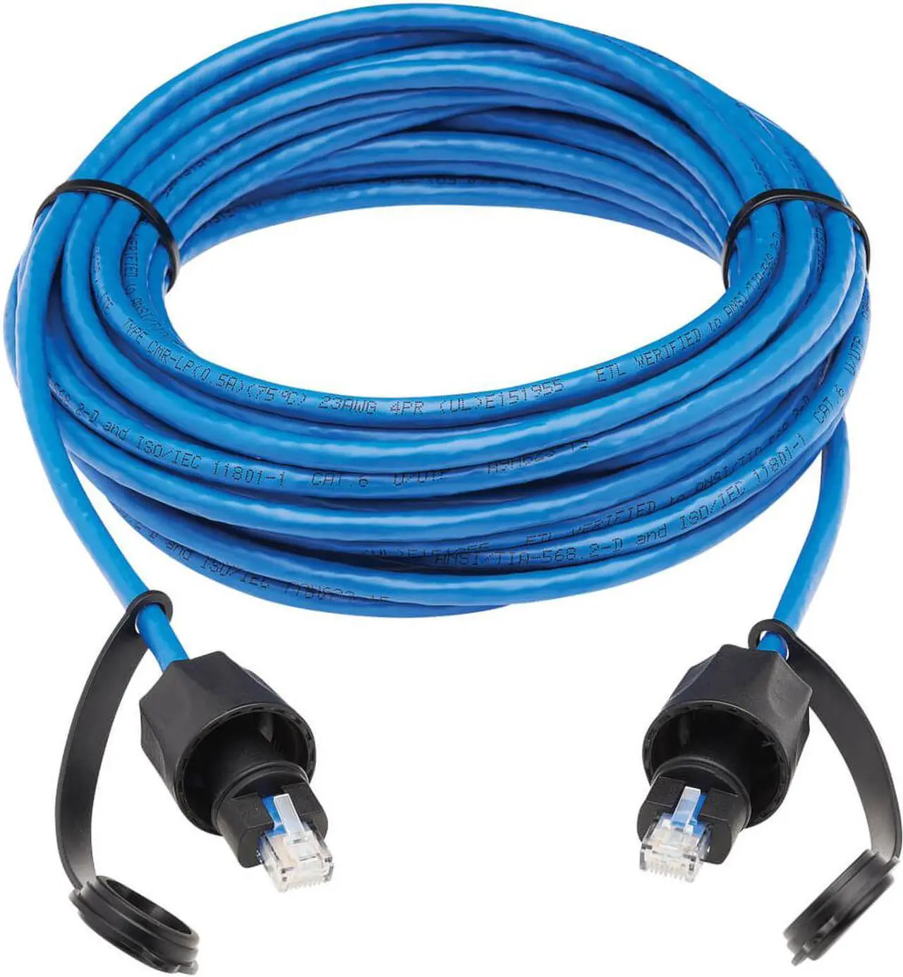 Alt view image 4 of 8 - TRIPP LITE N200P-033BL-IND 33 ft. Cat 6 Blue Industrial Cat6 UTP Ethernet Cable (RJ45 M/M), 100W PoE, CMR-LP, IP68