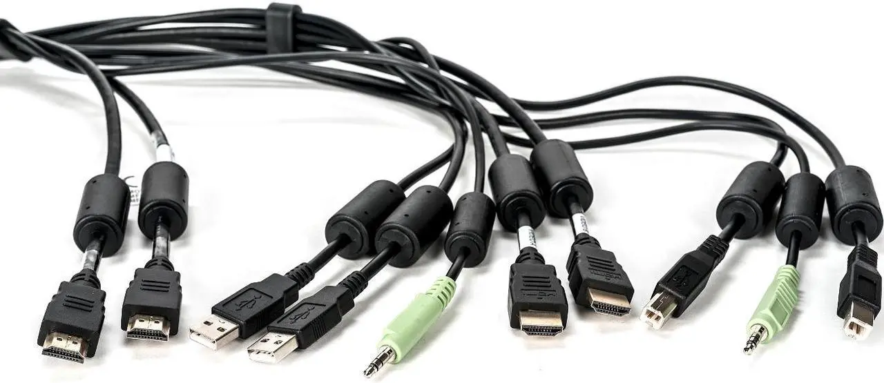 Alt view image 3 of 3 - Vertiv Avocent USB Keyboard and Mouse, Dual HDMI and Audio Cable, 6 ft. for Vertiv Avocent SV and SC Series Switches