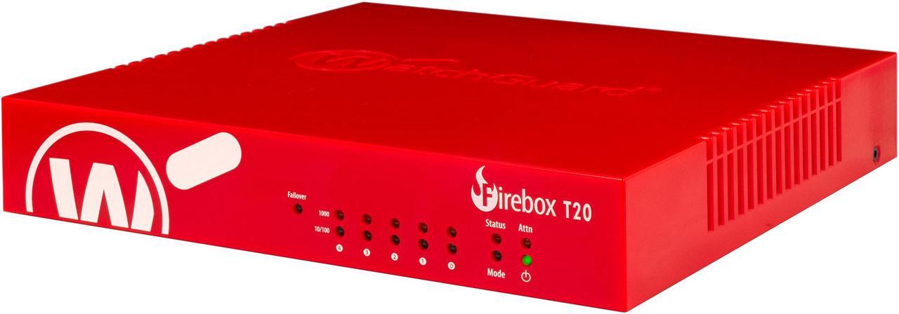 WatchGuard Firebox T20-W with 3-yr Total Security Suite (WW) - 5 Port - 10/100/1000Base-T - Gigabit Ethernet - Wireless LAN IEEE 802.11ac - 5 x RJ-45 - 3 Year Total Security Suite - Tabletop