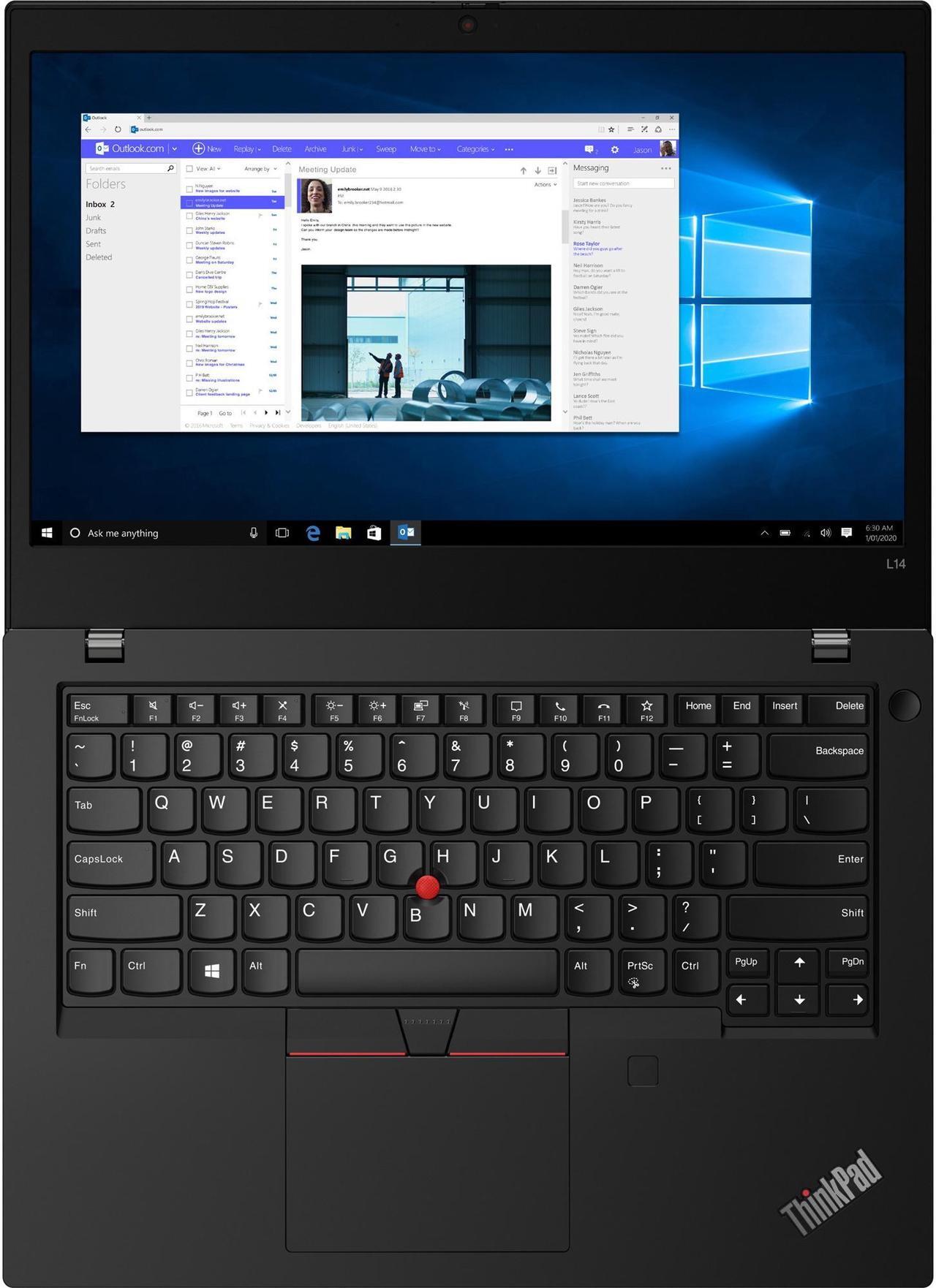 Alt view image 4 of 10 - Lenovo ThinkPad L14 14" FHD Laptop i7-10510U 16GB 256GB SSD Windows 10 Pro