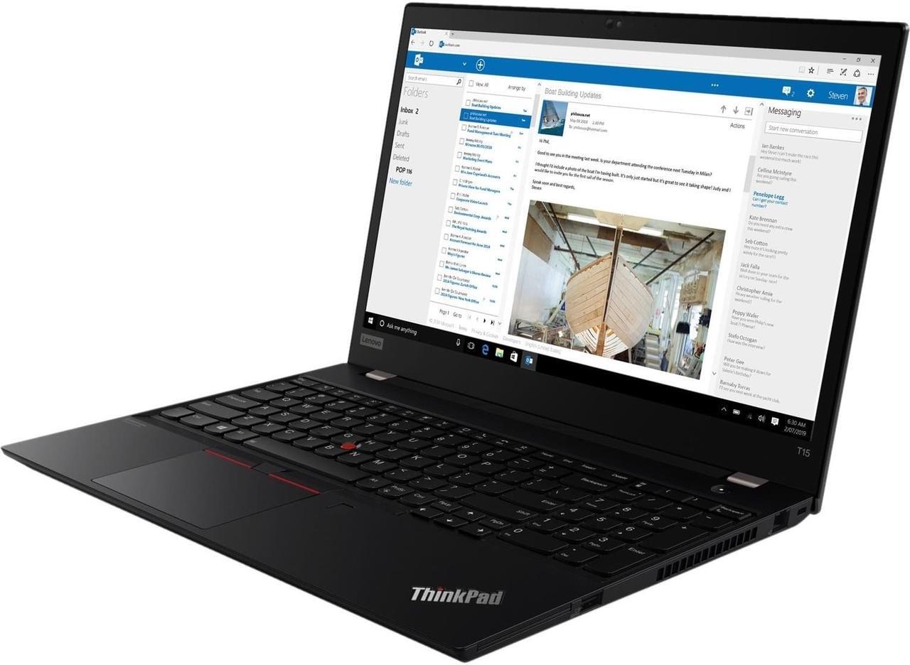 Alt view image 9 of 11 - Lenovo ThinkPad T15 Gen 1 20S6004PUS 15.6" Notebook - Full HD - 1920 x 1080 - Intel Core i5 (10th Gen) i5-10310U Quad-core (4 Core) 1.70 GHz - 8 GB RAM - 256 GB SSD - Glossy Black - Windows 10 Pr