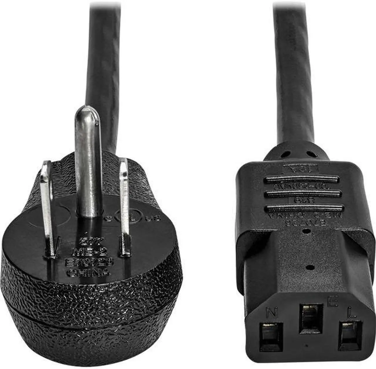 Alt view image 6 of 8 - Tripp Lite Model P007-002-15D 2 ft. Desktop Computer Power Cord, Right-Angle 5-15P to C13 - Heavy Duty, 15A, 125V, 14 AWG, 2 ft. Black