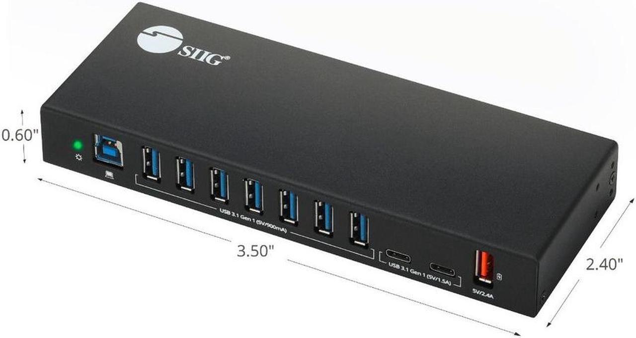 Alt view image 4 of 17 - SIIG AC IDUS0811S1 10PT Industrial USB Gen 1 Hub w Dual USBC  65W Charging