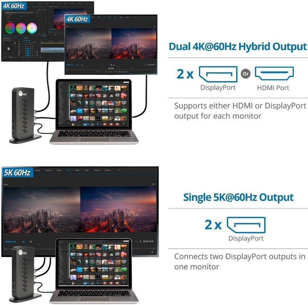 Alt view image 2 of 17 - SIIG AC JUDK0H11S1 Universal Hybrid Dual 4K Video Docking Station TypeC TB3