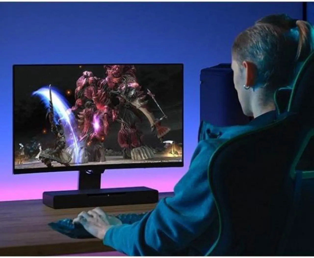 Alt view image 10 of 20 - Panasonic SoundSlayer 2.1 Channel Desktop Compact Audio Gaming Speaker with Dolby Atmos and 4K HDR Passthrough