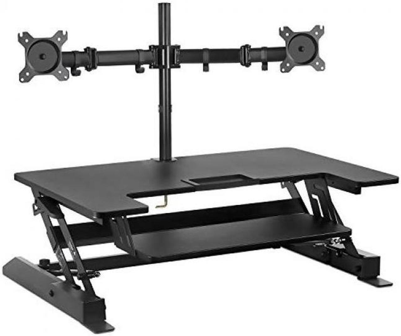 Alt view image 13 of 15 - Mount-It! Standing Desk Converter with Bonus Dual Monitor Mount Included | Wide 36 Inch Platform