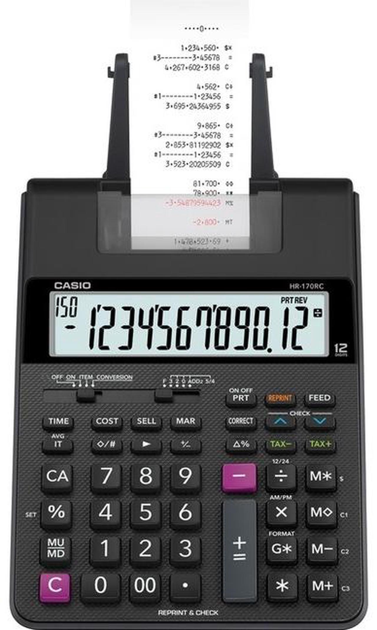Alt view image 7 of 13 - Casio Printing Calculator 6-1/2"Wx11-5/8"Lx2-9/16"H Black HR170RC
