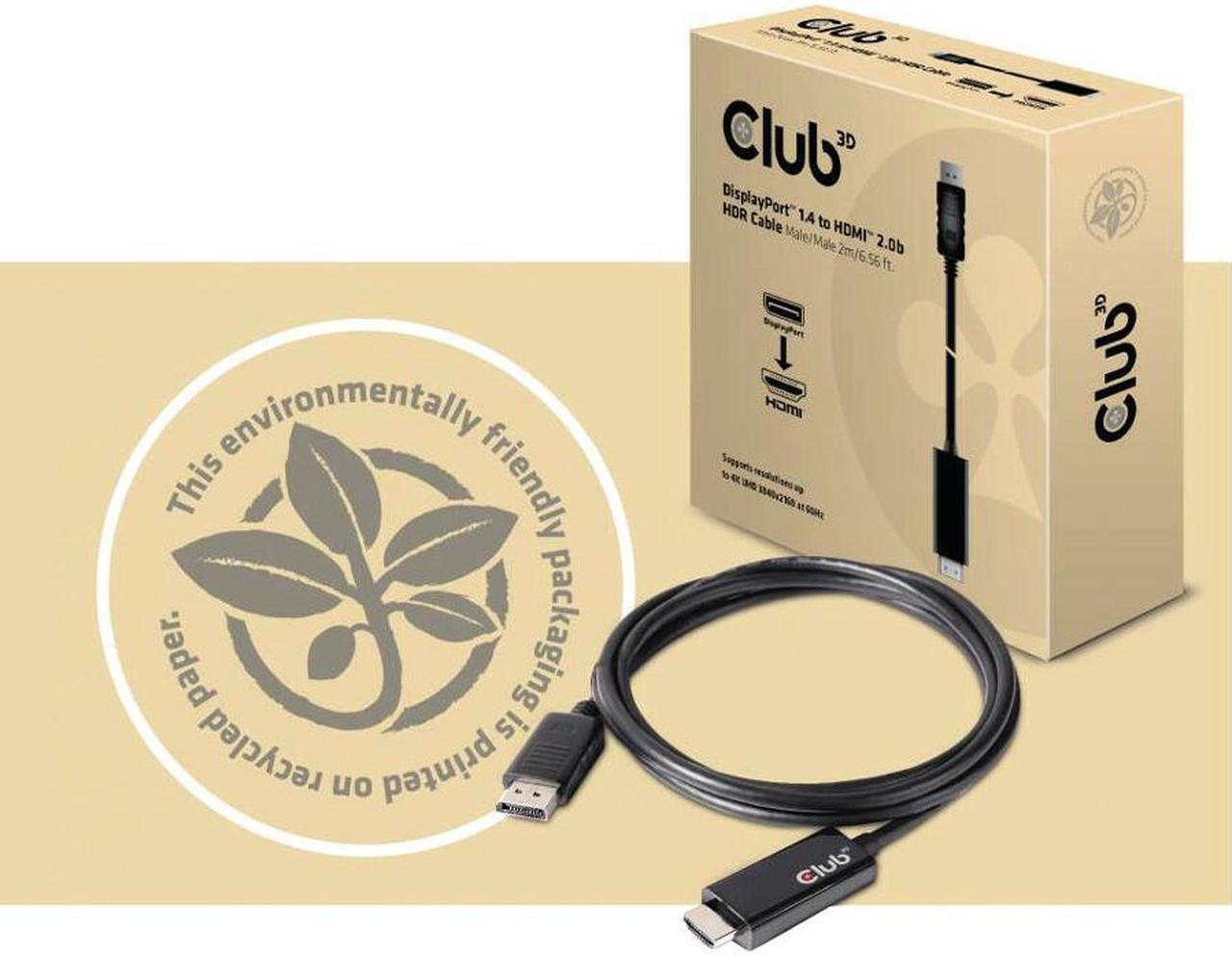 Alt view image 8 of 20 - Club3D CAC-1082 DisplayPort 1.4 to HDMI 2.0b HDR Cable Male/Male 2m/6.56 ft.