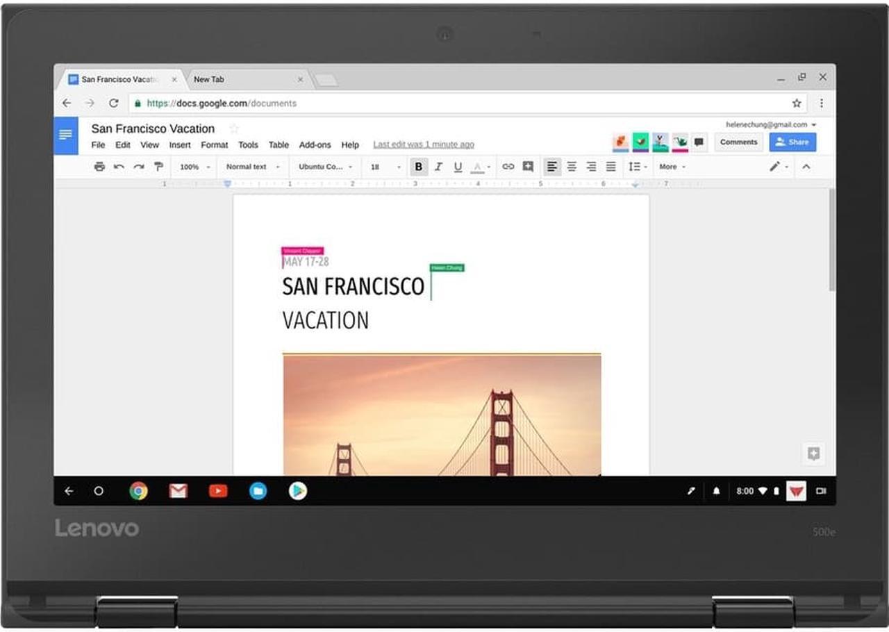 Alt view image 10 of 11 - Lenovo 500e Chromebook 2nd Gen 81MC004WUS 11.6" Touchscreen 2 in 1 Chromebook - HD - 1366 x 768 - Intel Celeron N4120 Quad-core (4 Core) 1.10 GHz - 4 GB RAM - 32 GB Flash Memory - Gray