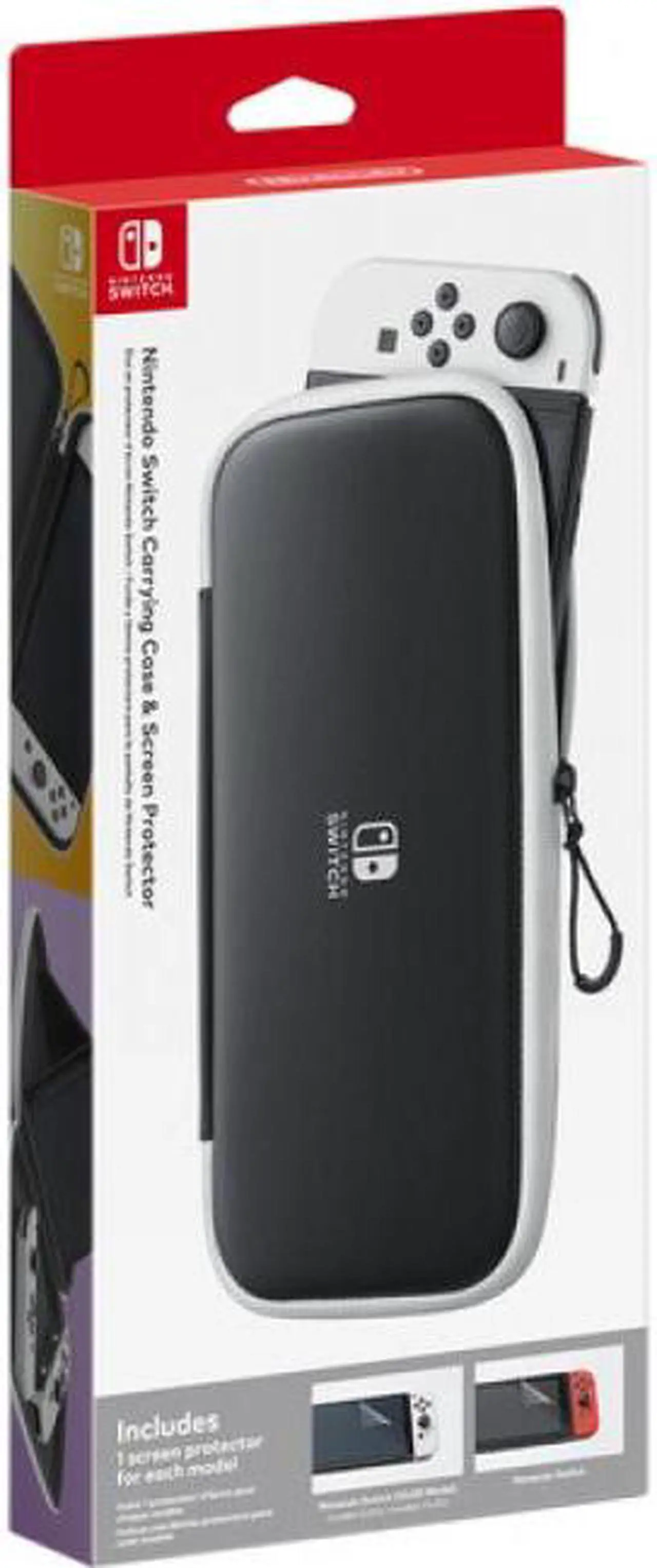 Alt view image 6 of 20 - Nintendo Switch Carrying Case & Screen Protector - Black and White