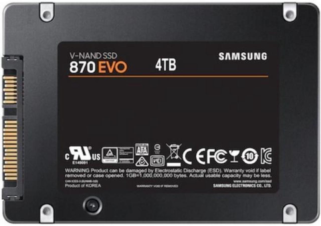 Alt view image 2 of 18 - Samsung 870 EVO 4 TB Solid State Drive - 2.5" Internal - SATA (SATA/600) - Desktop PC, Notebook, Motherboard, Server, Video Recorder Device Supported - 2400 TB TBW - 560 MB/s Maximum Read Transfe