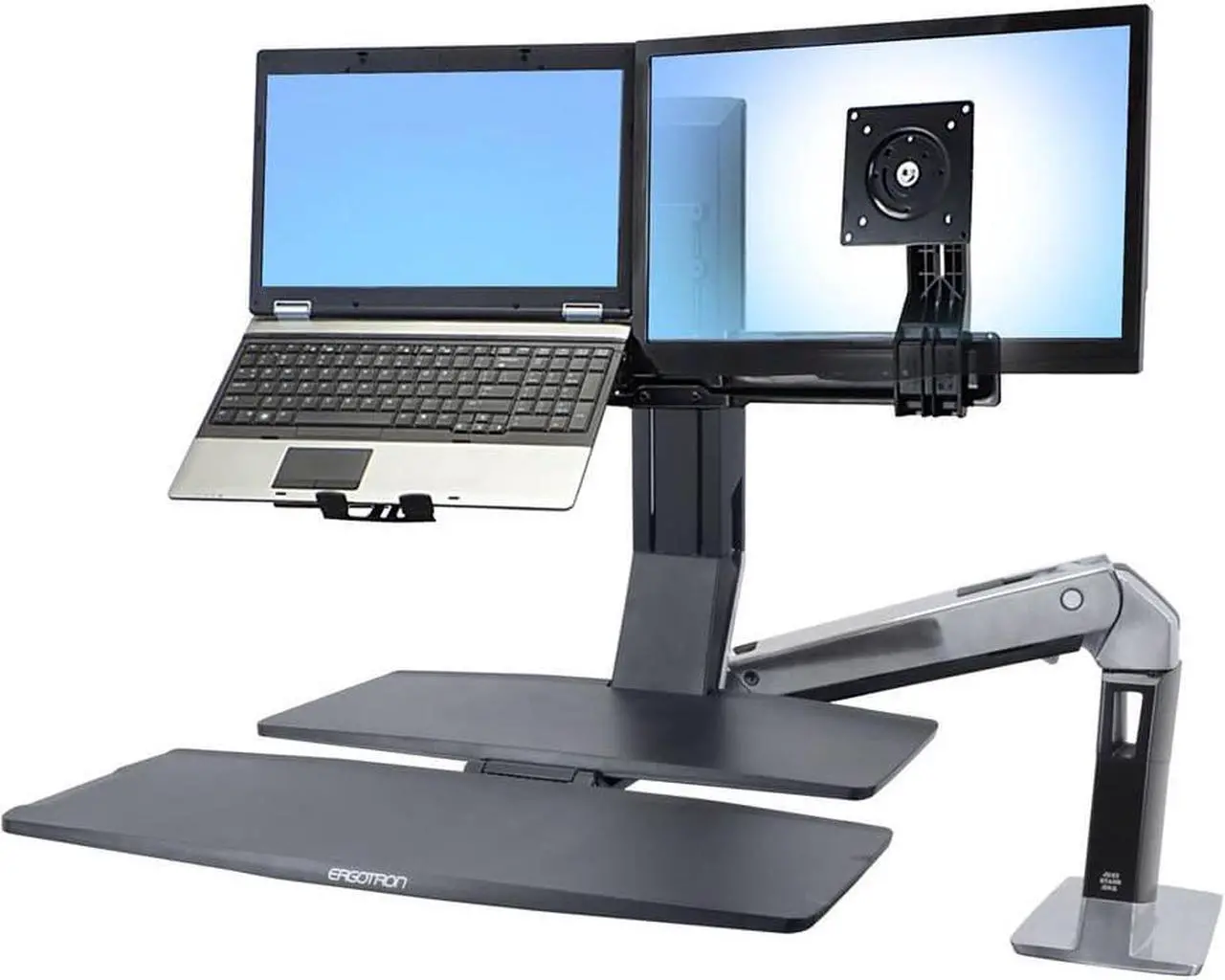 Alt view image 7 of 10 - ERGOTRON WORKFIT CONVERSION KIT: DUAL TO LCD & LAPTOP (BLACK).CONVERTS A WORKFIT