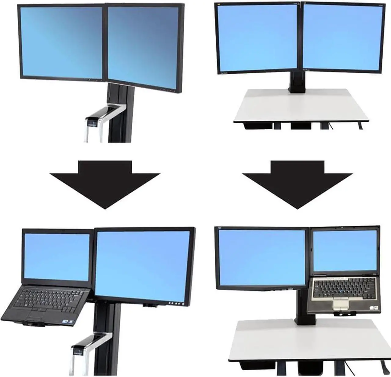Alt view image 8 of 10 - ERGOTRON WORKFIT CONVERSION KIT: DUAL TO LCD & LAPTOP (BLACK).CONVERTS A WORKFIT