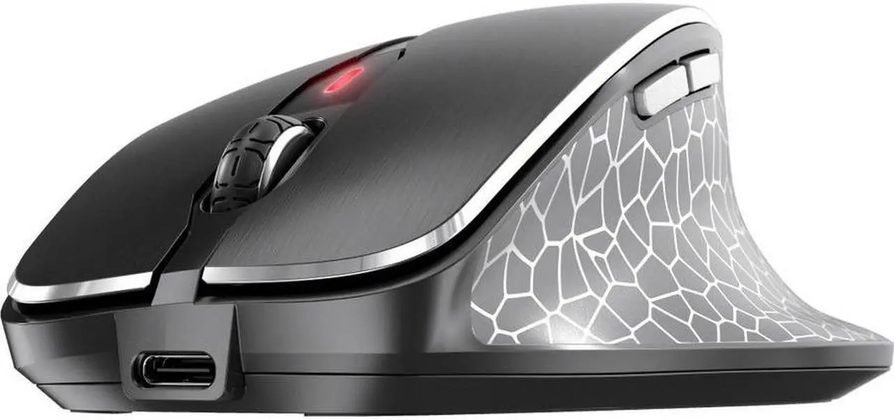 Alt view image 10 of 16 - CHERRY MW 8C ERGO Rechargeable Wireless Mouse - Optical - Wireless - Bluetooth/Radio Frequency - 2.48 GHz - Yes - Black - USB - 3200 dpi - Scroll Wheel - 6 Button(s) - Medium/Large Hand/Palm Size - Ri
