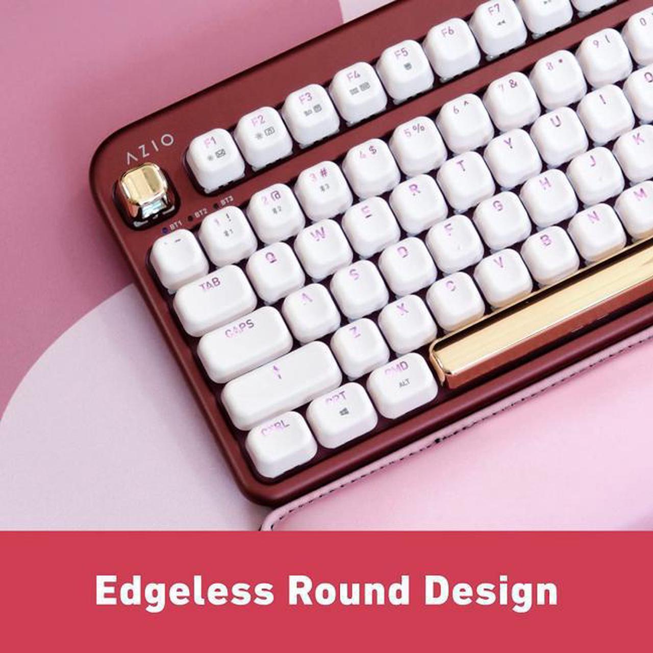 Alt view image 4 of 17 - AZIO IZO Wireless Bluetooth Mechanical Keyboard Baroque Rose