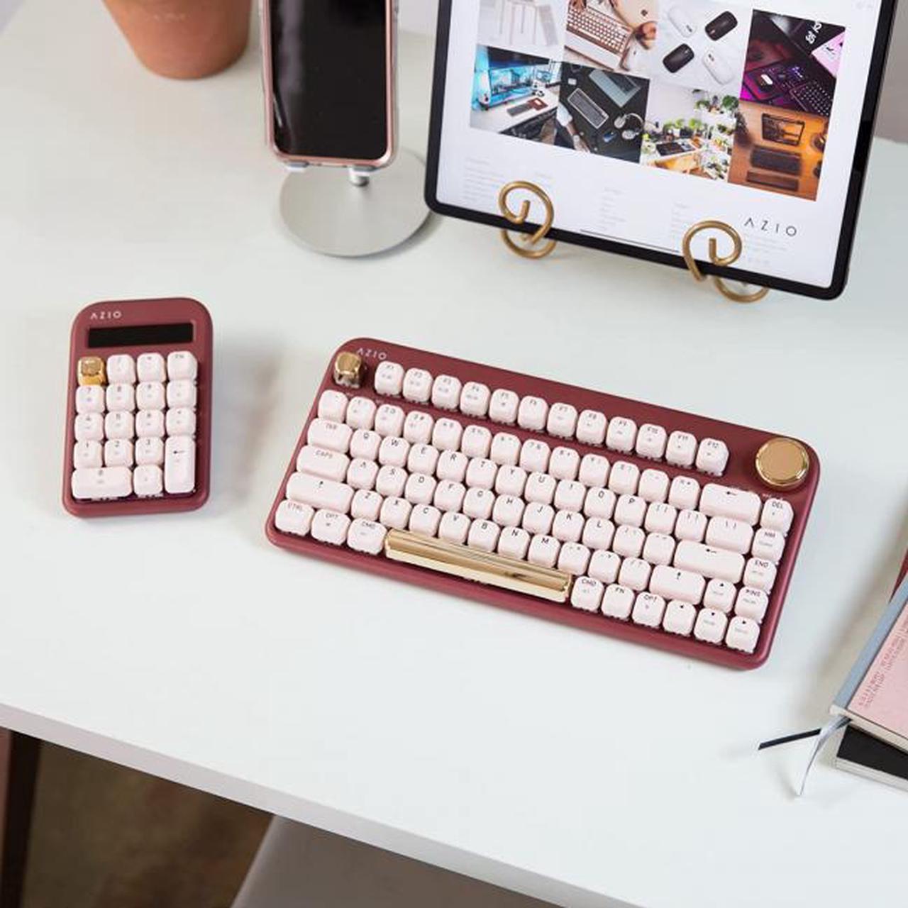 Alt view image 8 of 17 - AZIO IZO Wireless Bluetooth Mechanical Keyboard Baroque Rose