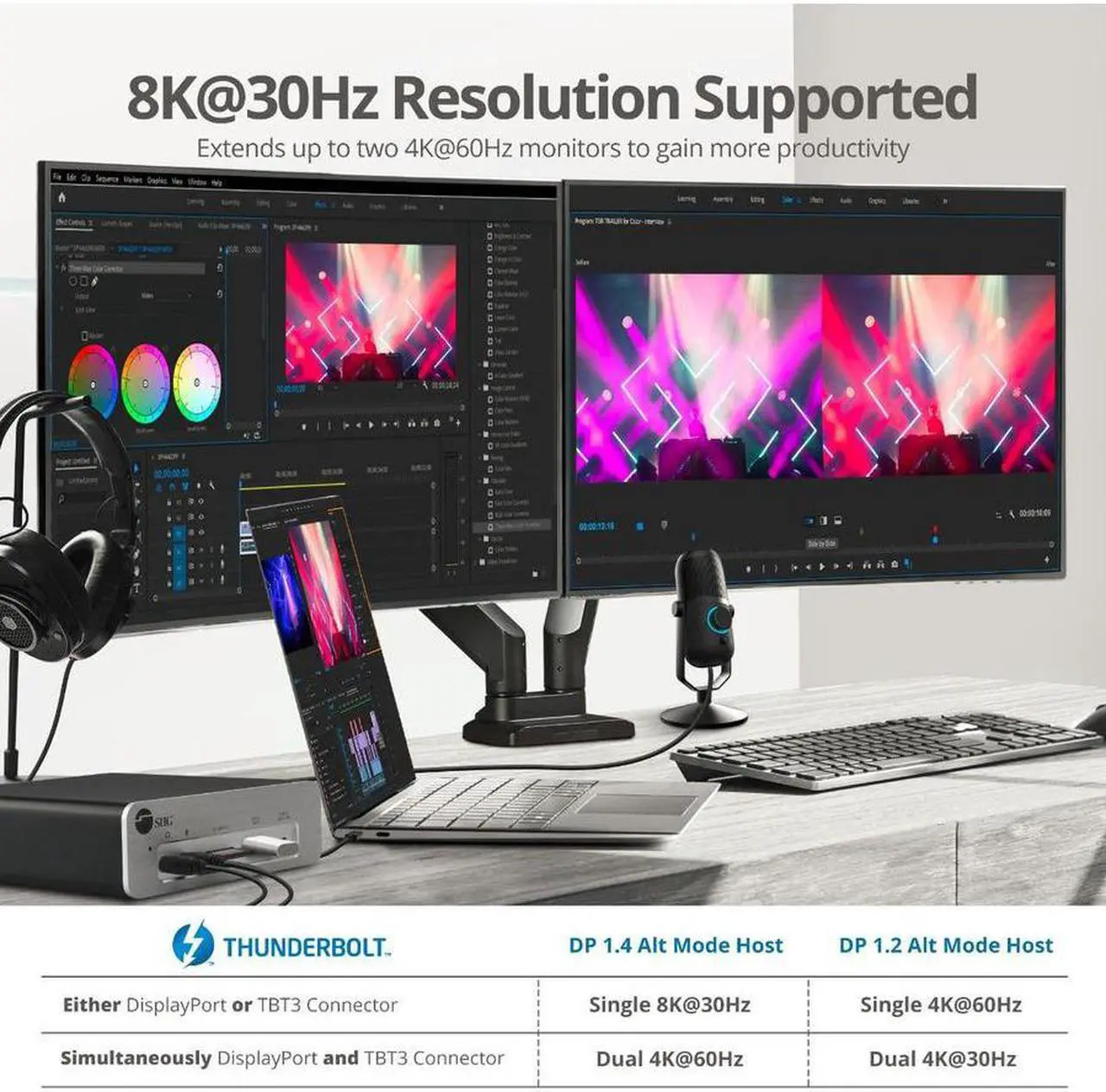 Alt view image 14 of 19 - SIIG AC JUDK0K11S1 Thunderbolt3 DP14 Docking Station w Dual M2 NVMe SSDPD