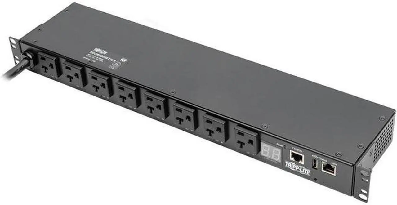 Alt view image 14 of 20 - Tripp Lite 1.9kW Single-Phase Switched PDU, LX Platform Interface, 120V Outlets (8 x 5-15/20R), NEMA L5-20P, 12.0 Feet Cord, 1U Rack, TAA (PDUMH20NET2LX)
