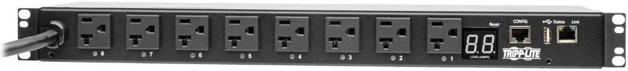 Alt view image 17 of 20 - Tripp Lite 1.9kW Single-Phase Switched PDU, LX Platform Interface, 120V Outlets (8 x 5-15/20R), NEMA L5-20P, 12.0 Feet Cord, 1U Rack, TAA (PDUMH20NET2LX)