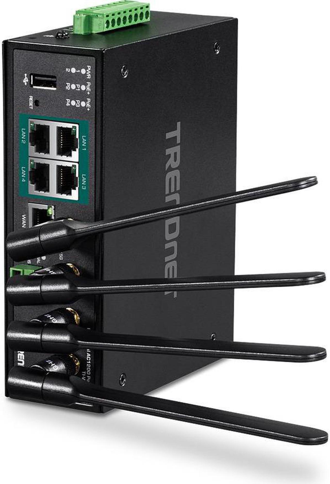 Alt view image 13 of 20 - TRENDnet TI-WP100, Industrial AC1200 Wireless Gigabit PoE+ Router
