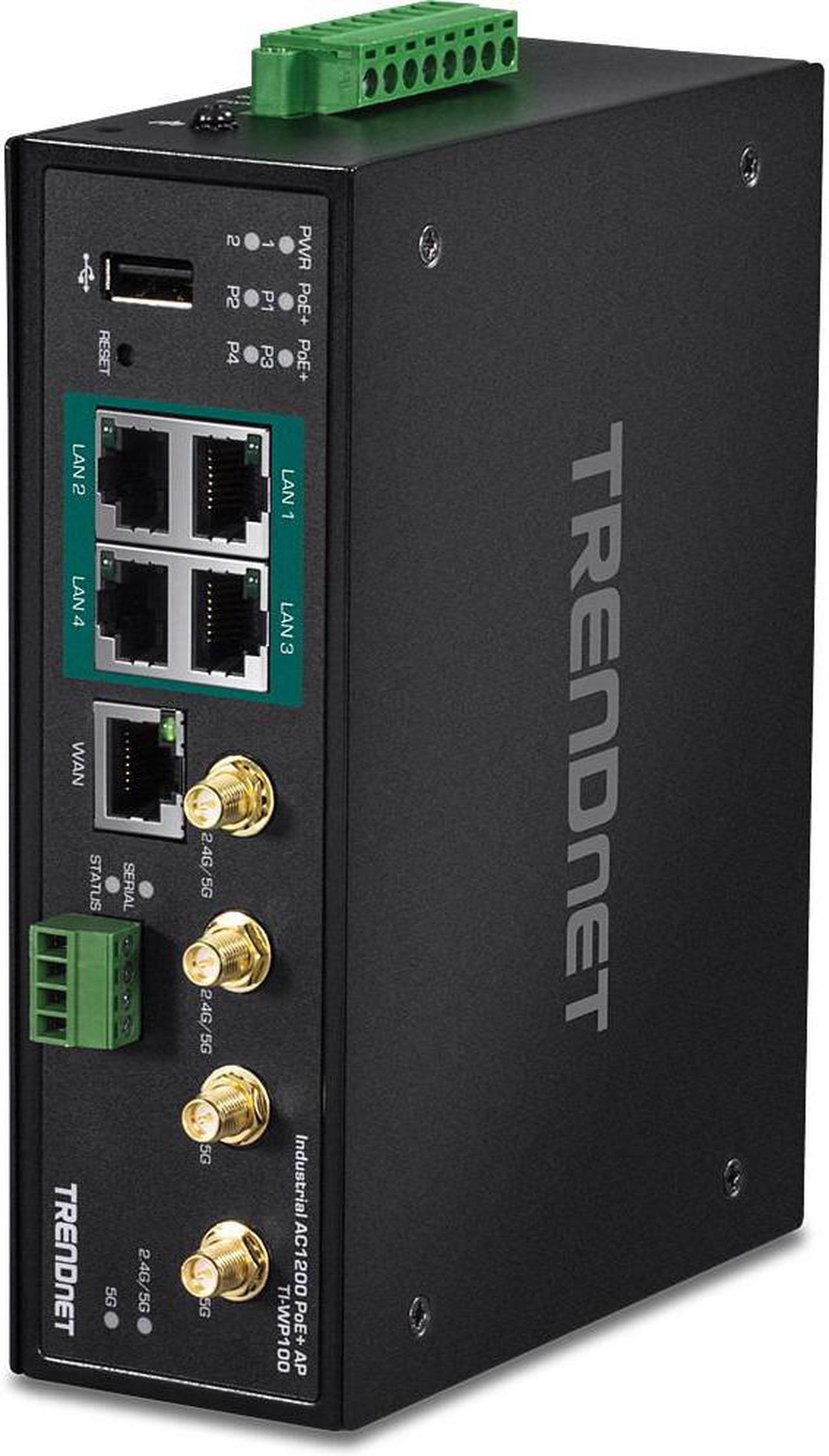 Alt view image 11 of 20 - TRENDnet TI-WP100, Industrial AC1200 Wireless Gigabit PoE+ Router