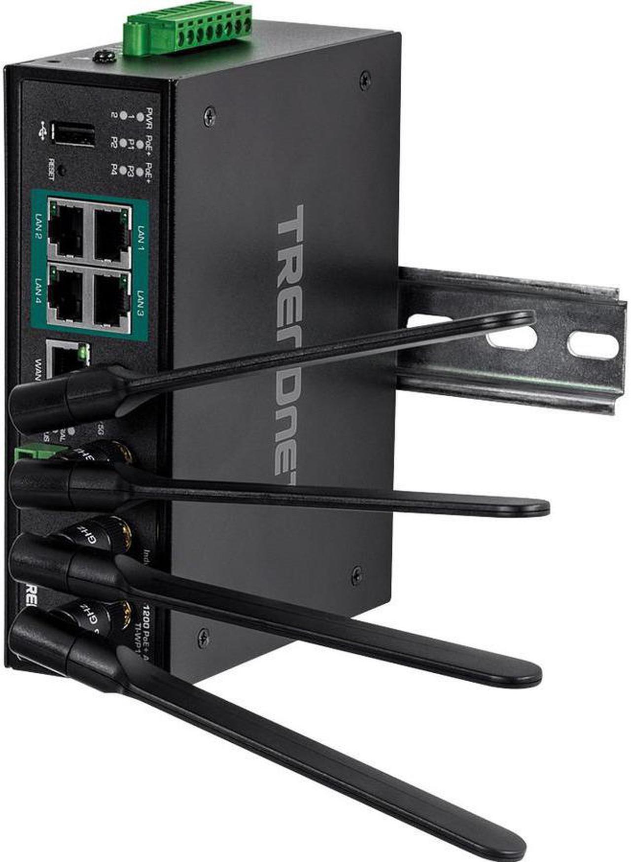 Alt view image 14 of 20 - TRENDnet TI-WP100, Industrial AC1200 Wireless Gigabit PoE+ Router