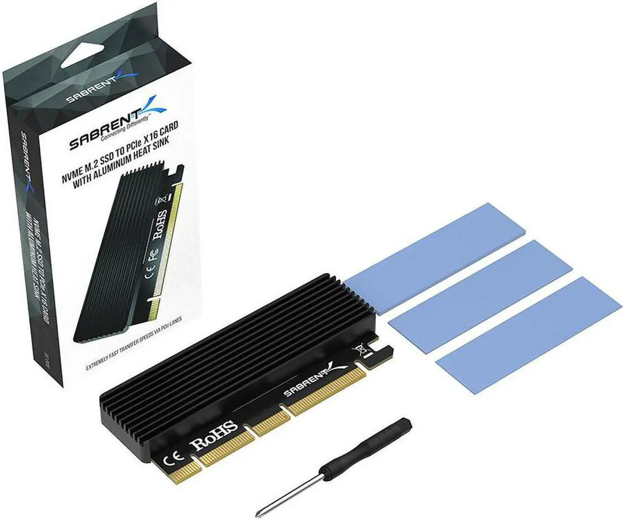 Alt view image 16 of 18 - SABRENT NVMe M.2 SSD to PCIe X16/X8/X4 Card with Aluminum Heat Sink (EC-PCIE)