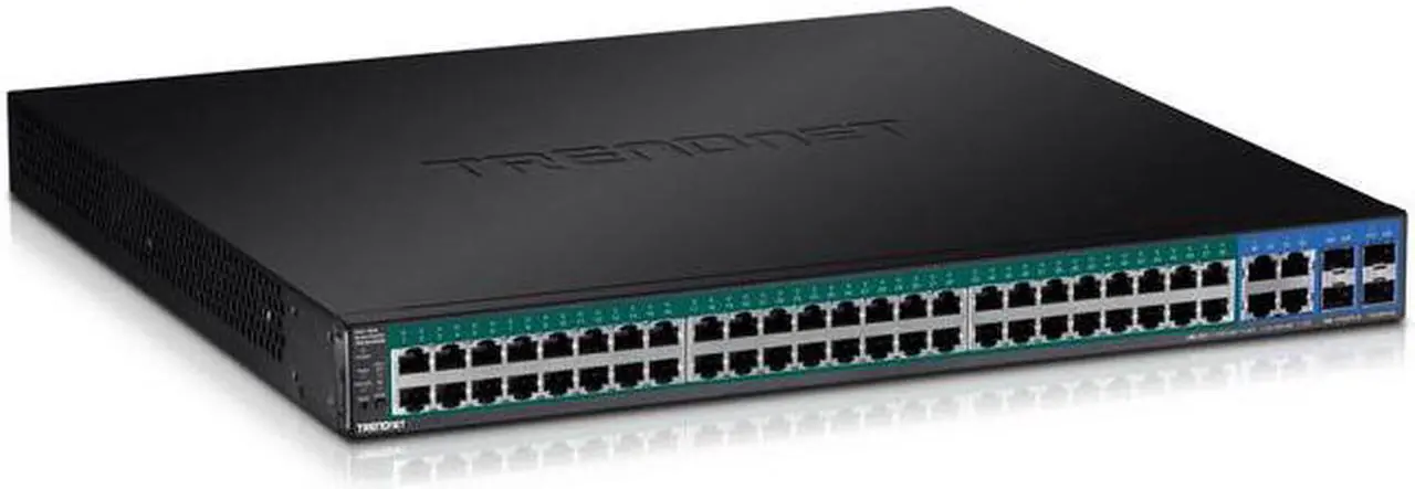 Alt view image 9 of 20 - TRENDnet 52-Port Gigabit Web Smart PoE+ Switch, 48 Gigabit PoE+ Ports, 4 Shared Gigabit Ports (RJ-45 Or SFP), 370W PoE Power Budget, 104Gbps Switching Capacity, Lifetime Protection, Black, TPE-5240WS