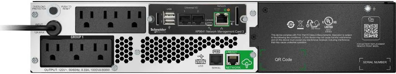 Alt view image 6 of 7 - APC Smart-UPS Line Interactive 1000VA Lithium-ion Rack/Tower 2U 120V 6x NEMA 5-15R outlets SmartConnect Port+Network Card Short Depth AVR
