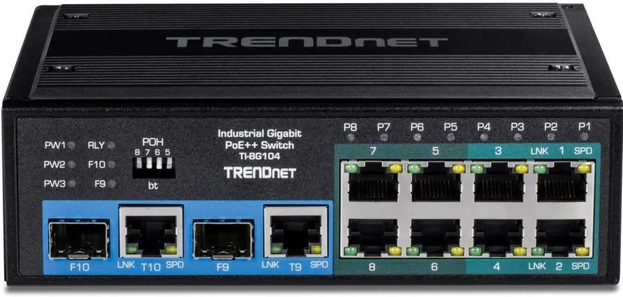 Alt view image 11 of 20 - TRENDnet  TI-BG104,10-Port Industrial Gigabit PoE++ DIN-Rail Switch