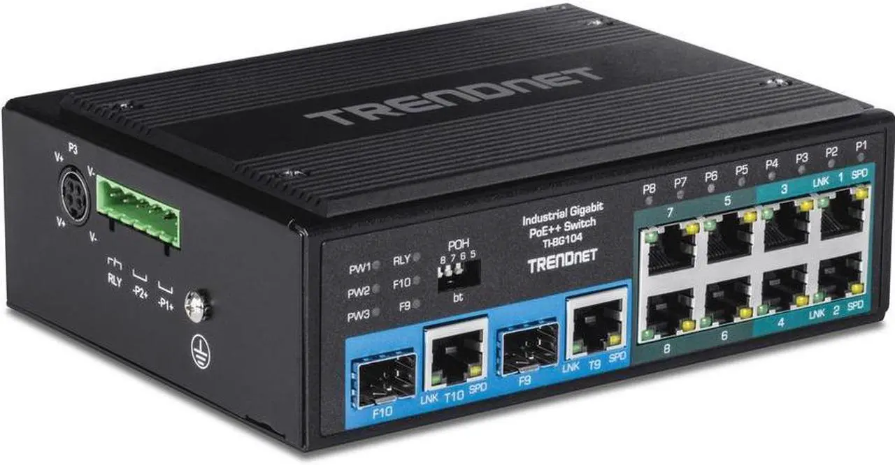 Alt view image 13 of 20 - TRENDnet  TI-BG104,10-Port Industrial Gigabit PoE++ DIN-Rail Switch