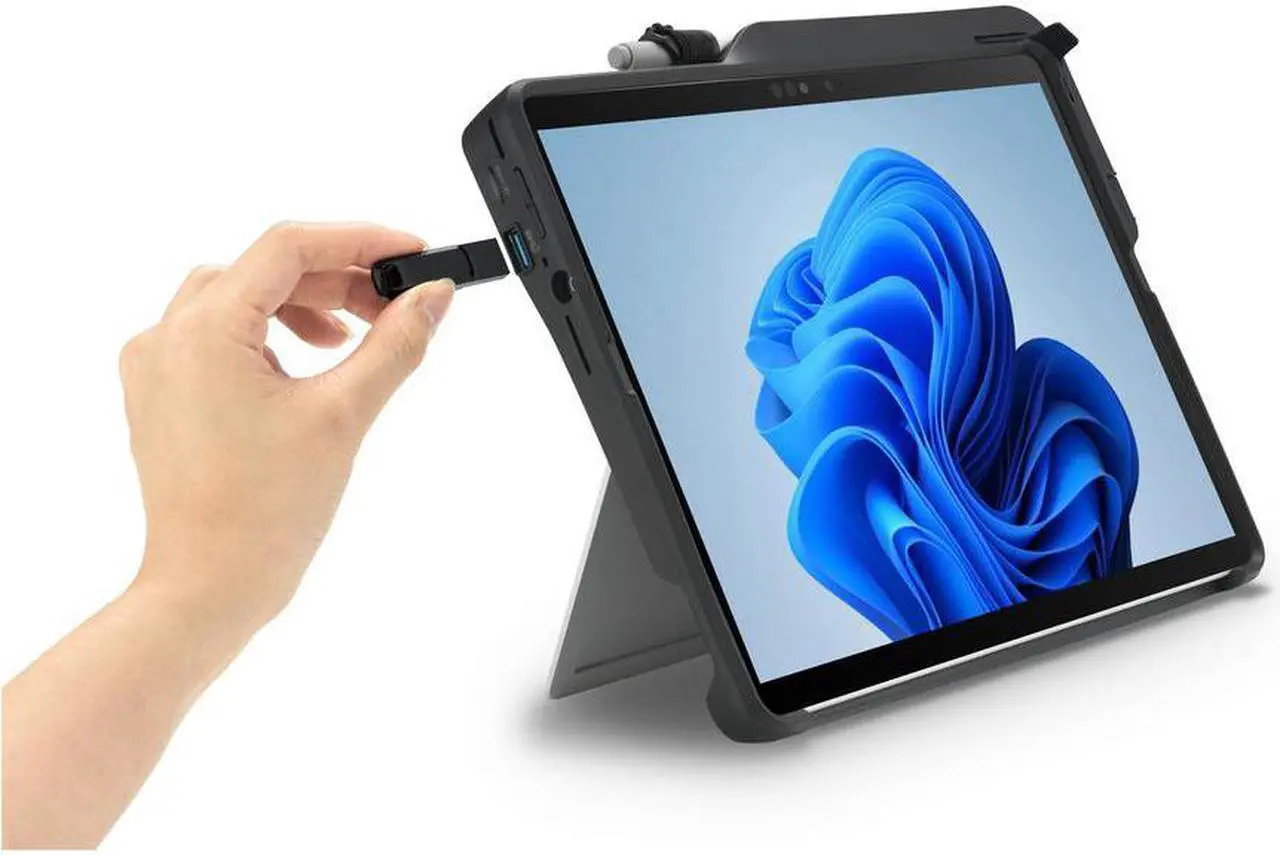 Alt view image 8 of 15 - Kensington BlackBelt Rugged Carrying Case Microsoft Surface Pro 8 Notebook, Card Reader - Black - TAA Compliant - Drop Resistant - Silicon, Thermoplastic Elastomer (TPE), Polycarbonate, Acrylonitrile