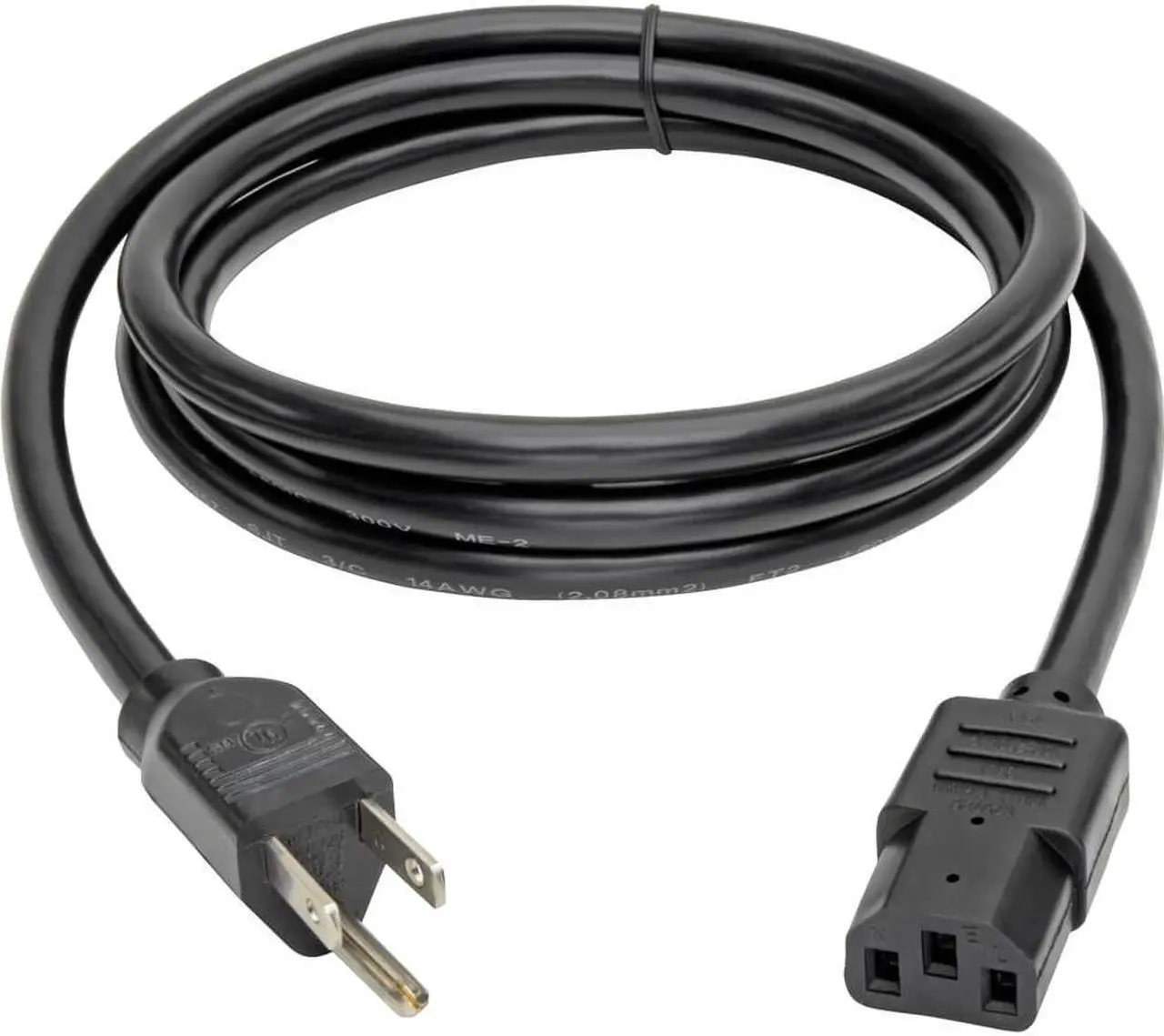 Alt view image 6 of 9 - Tripp Lite Model P007-006-15D 6 ft. Desktop Computer Power Cord, Right-Angle 5-15P to C13 - Heavy Duty, 15A, 125V, 14 AWG, 6 ft. Black