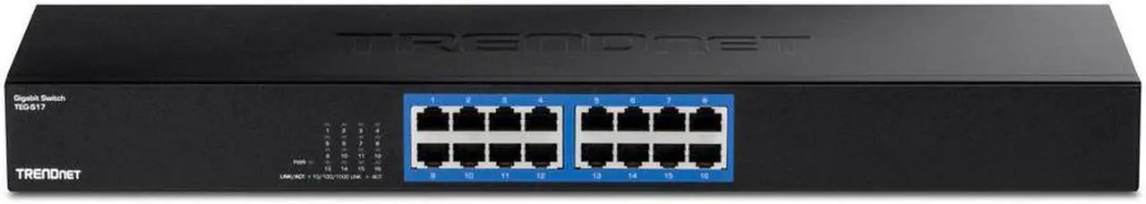 Alt view image 9 of 17 - TRENDnet 16-Port Gigabit Switch, TEG-S17, 16 x Gigabit RJ-45 Ports, 32Gbps Switching Capacity, Fanless Design, Metal Enclosure, Internal Power Supply, Lifetime Protection, Black