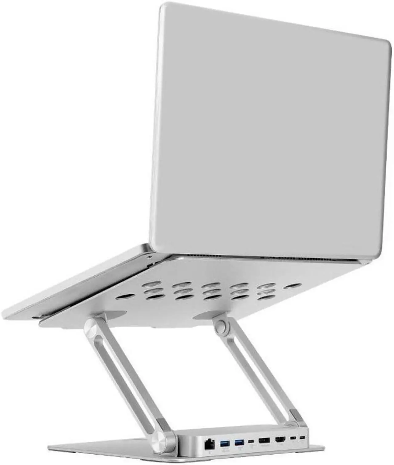 Alt view image 3 of 20 - USB-C Laptop Adjustable Stand w/Dual 4K MST Docking Station - USB-C Laptop Stand with Dual 4K MST Docking Station, adds Dual 4K@30Hz displays, one USB-C 5Gbps, two USB-A 5Gbps, one Gigabit Ethernet, o