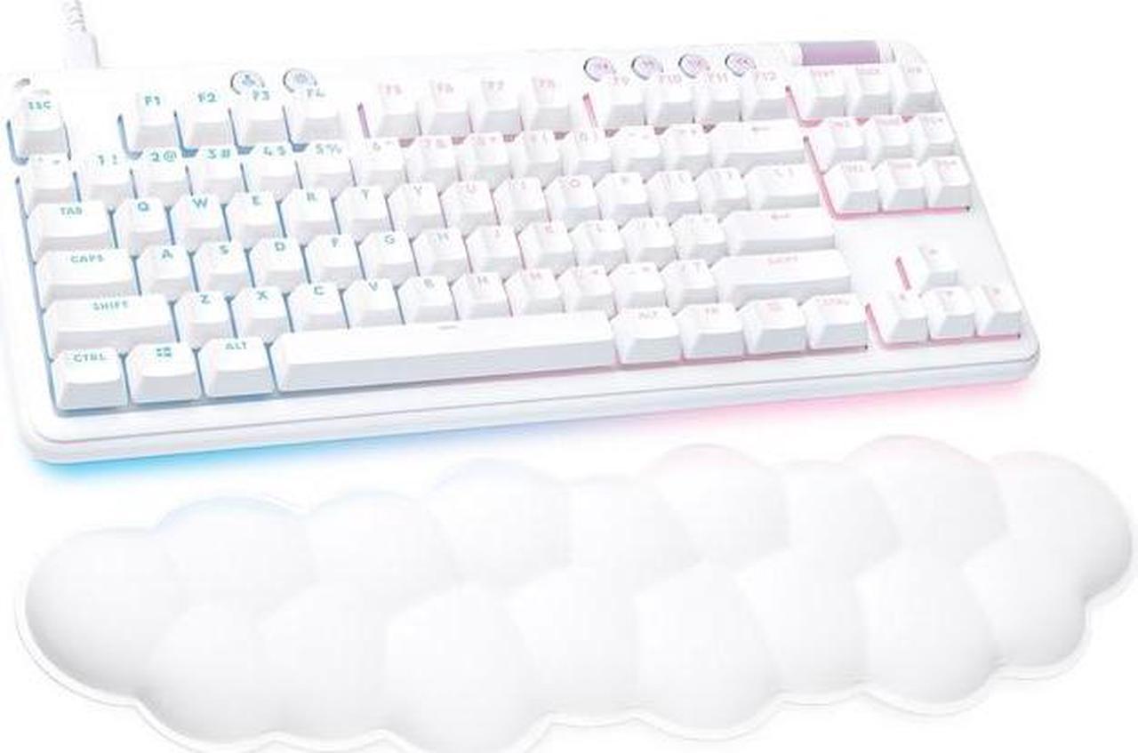 Logitech G713 Wired Mechanical Gaming Keyboard with LIGHTSYNC RGB Lighting, Linear Switches (GX Red), and Keyboard Palm Rest, PC and Mac Compatible - White Mist