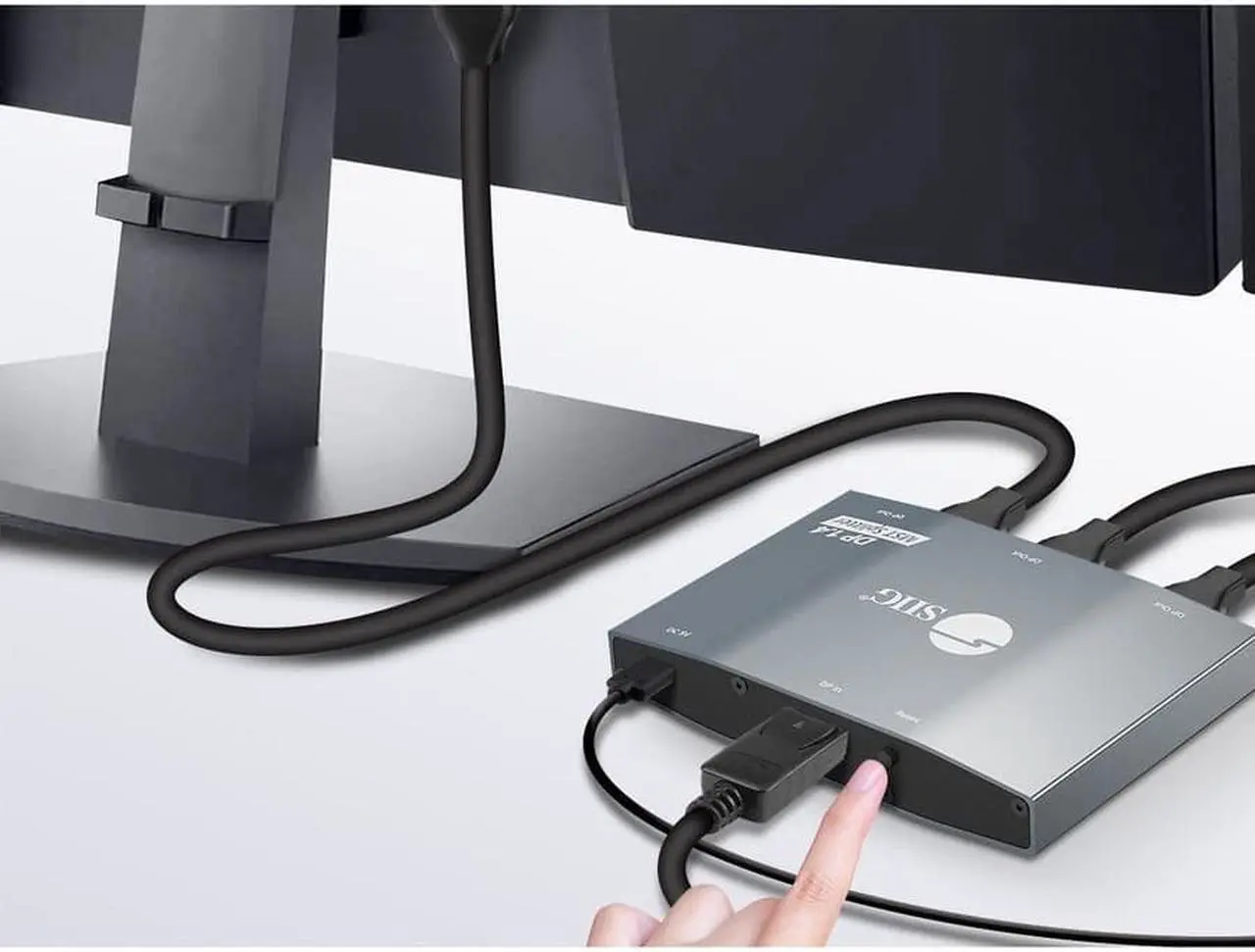 Alt view image 7 of 17 - SIIG 1x3 DisplayPort 1.4 to DisplayPort MST Splitter - DP 1.4 MST Video Splitter Hub, Triple DP outputs, Connect up to three DisplayPort displays to single DisplayPort 1.4 output with Multi-Stream Tra