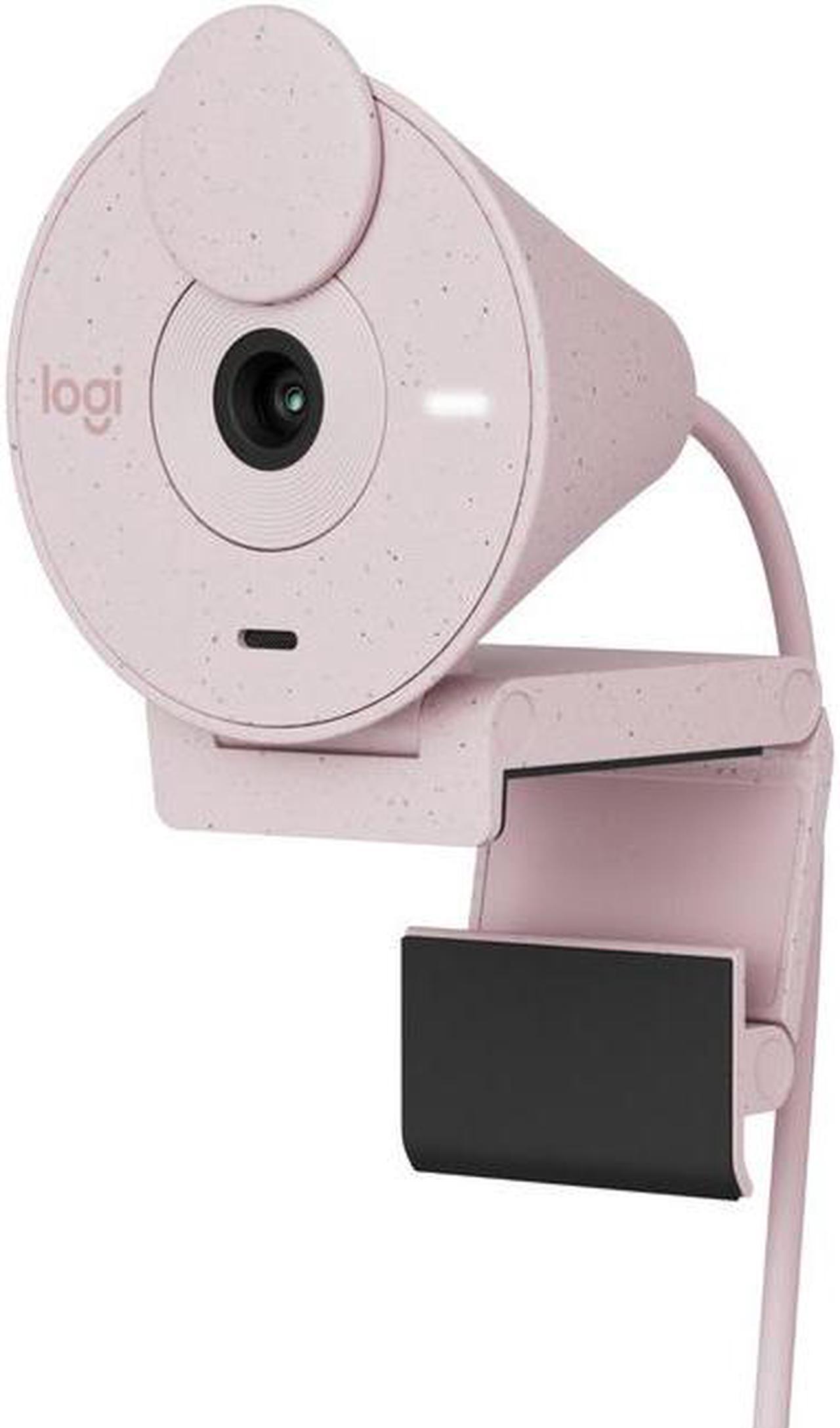 Logitech Brio 300 Full HD Webcam with Privacy Shutter, Noise Reduction Microphone, USB-C, certified for Zoom, Microsoft Teams, Google Meet, Auto Light Correction, Rose